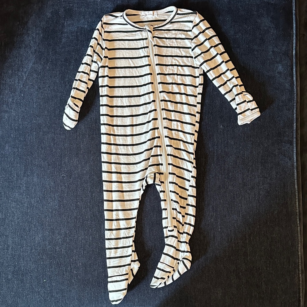 Angel Dear Black and White Striped Footie